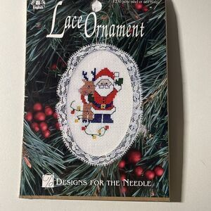 Cross Stitch Lace Ornament 1230 Santa & Rudolph New